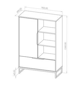 Highboard LENDRI Braun - Weiß - Holzwerkstoff - 90 x 135 x 40 cm