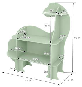 Kinderregal 3 Ebenen aus Holz Grün - Holzwerkstoff - 31 x 110 x 110 cm
