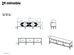 Tv lowboard CLEARING RTV170 3D Schwarz - Reinweiß - Weiß