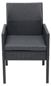 Poly-Rattan Sessel G12 (2er-Set) Schwarz - Grau - Metall - Kunststoff - Polyrattan - 56 x 90 x 58 cm