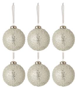 Weihnachtskugeln (6er Set) Aluminium - Silber - Silber / Grau - Silbereiche Dekor - Silbergrau - Silberfichte Dekor - 6er Set