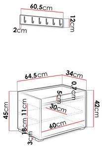 Garderobe Grawis 60 IV Beige - Weiß