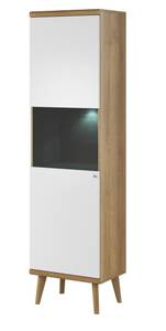 Armoire vitrine PRIMO PWT50 LED Beige - Blanc - Bois manufacturé - Matière plastique - 50 x 197 x 40 cm