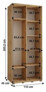 Armoire à portes coulissantes sapporo 1 Noir - Blanc - 110 x 45 cm - 2 porte