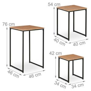 Beistelltisch 3er Set Schwarz - Hellbraun