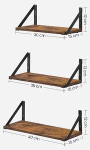 Wandregal Banjul 3er-Set Braun - Holzwerkstoff - 35 x 12 x 15 cm