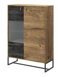 Armoire vitrine DARK DWT93 LED Beige - Gris - Bois manufacturé - Matière plastique - 93 x 133 x 39 cm