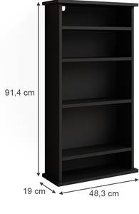 Bücherregal Cord 49459 Schwarz - Holzwerkstoff - 49 x 92 x 19 cm