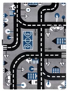 Kinderteppich Petit City Stadt Straßen Grau - Kunststoff - Textil - 280 x 1 x 370 cm