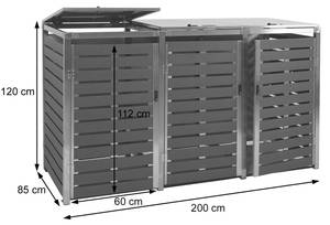 Mülltonnenverkleidung K14 (3er) Braun - Metall - 200 x 120 x 85 cm