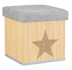 Tabouret de rangement pliant cube Marron - Gris - Bambou - Bois manufacturé - Matière plastique - 36 x 36 x 36 cm