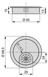 Kabeldurchführungen 5070811 8er-Set Dunkelgrau - Tiefe: 17 cm