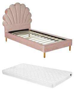Set Bett + Matratze MOANA Pink - Textil - 117 x 128 x 220 cm