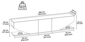 Fernsehschrank Acru Weiß - Holzwerkstoff - 30 x 40 x 180 cm