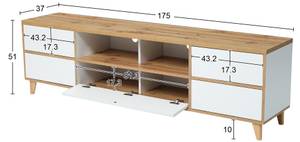 TV-Schrank M1775 Weiß - Holzwerkstoff - 51 x 37 x 140 cm