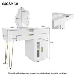 Schminktisch LED-Spiegel DianaZoom Ⅳ+ Weiß - Holzwerkstoff - Glas - Metall - 100 x 78 x 40 cm