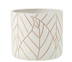 Cache pot blanc en céramique avec motif Weiß - Keramik - Ton - 19 x 17 x 19 cm
