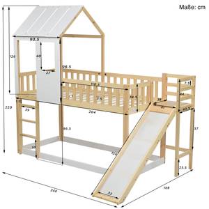 Etagenbett Fabian Braun - Weiß - Holzwerkstoff - Massivholz - 98 x 220 x 246 cm