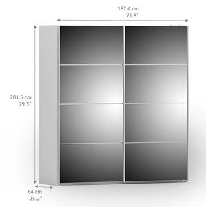 Armoire à portes coulissantes Veto Blanc - En partie en bois massif - 182 x 202 x 64 cm