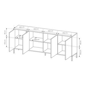 Commode DAST 4D LED Beige - Bois manufacturé - Matière plastique - 203 x 82 x 40 cm