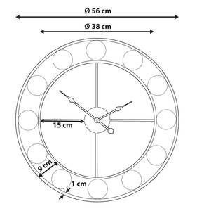 Horloge murale REIDEN Noir - Gris - Rouge - Métal - 56 x 56 x 5 cm