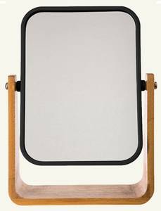 Tischspiegel Doppelseitig auf Ständer Braun - Bambus - 6 x 22 x 16 cm