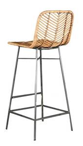 Tabouret de bar en métal et rotin Rotin - 46 x 100 x 51 cm