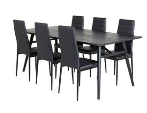 Essgruppe Sleek (7-teilig) Schwarz - Massivholz - 95 x 75 x 195 cm