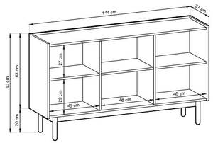 Buffet BOHO SB144 3D Beige - Bois manufacturé - Matière plastique - 144 x 83 x 37 cm