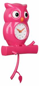 Horloge Hibou H37,5cm Rose foncé