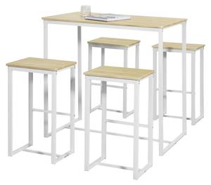 Table + 4 x Tabourets de Bar OGT15-WN Blanc