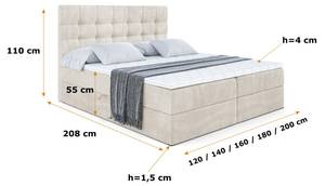 Boxspringbett BERO Ecru - 120 x 110 cm - H4