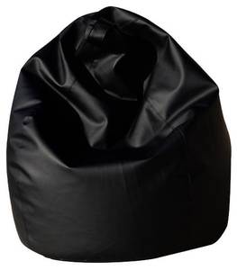 Einfarbiger Sitzsack Schwarz - Echtleder - 80 x 120 x 80 cm