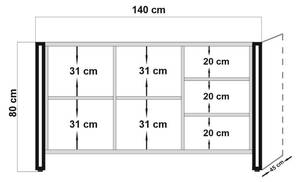 Kommode Dpratic Braun - Holzwerkstoff - 45 x 80 x 140 cm