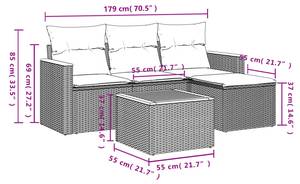 Gartensitzgruppe K5232(5-tlg) Grau - Massivholz - 69 x 62 x 55 cm