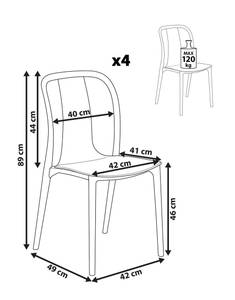 Esszimmerstuhl SPEZIA 4er Set Grau - Weiß