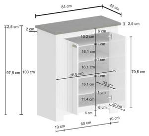 Schuhschrank Dcittadin Glas Weiß