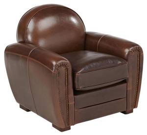 Fauteuil  BAUDOIN Marron - Cuir véritable - 84 x 85 x 90 cm