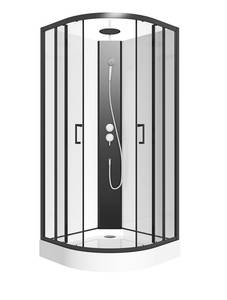 Cabine douche simple ROVATA Noir - Verre - 80 x 200 x 80 cm