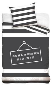 Bettwäsche Schlummerzone gestreift Schwarz - Weiß - Textil - 135 x 200 x 1 cm