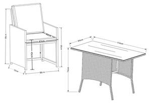 Gartenmöbel-Set Raloso  3er Set Grau