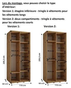 ARMOIRE À PORTES COULISSANTES DAVOS 9 Imitation chêne - Largeur : 110 cm