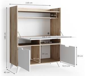 Sekretär Schreibtisch Berdi 36748 Braun - Holzwerkstoff - 110 x 140 x 45 cm