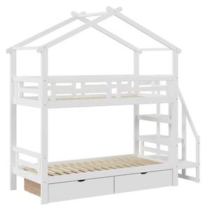 Etagenbett Zoe Weiß - Holzwerkstoff - Massivholz - 95 x 222 x 244 cm