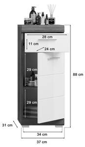 Badschrank Scout Weiß - Holz teilmassiv - 37 x 88 x 31 cm