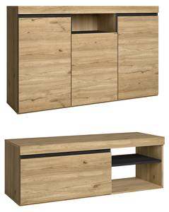 Set NATURAL Buffet-M.Tv120cm Chêne/Noir Bois manufacturé - 40 x 86 x 260 cm