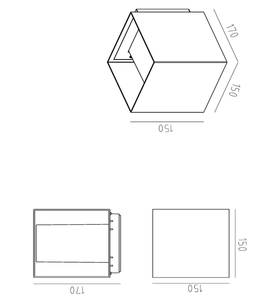 Wandleuchte EXETER Schwarz - Metall - 15 x 15 x 15 cm