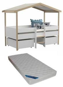 Hausbett SAROSI Beige - Holzwerkstoff - 99 x 165 x 213 cm