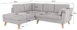 Ecksofa Honey Silber - Ecke davorstehend links