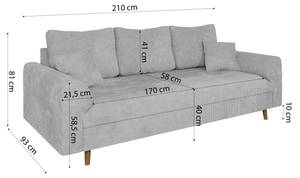 Polstergarnitur 3+2+1 Sindre Grau - Massivholz - Textil - Holzart/Dekor - Holz teilmassiv - 210 x 81 x 93 cm